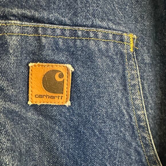 Vintage CARHARTT J139 DST Jacket Denim Hooded Jean Blanket ASAP Rocky 90s Large - Picture 13 of 16